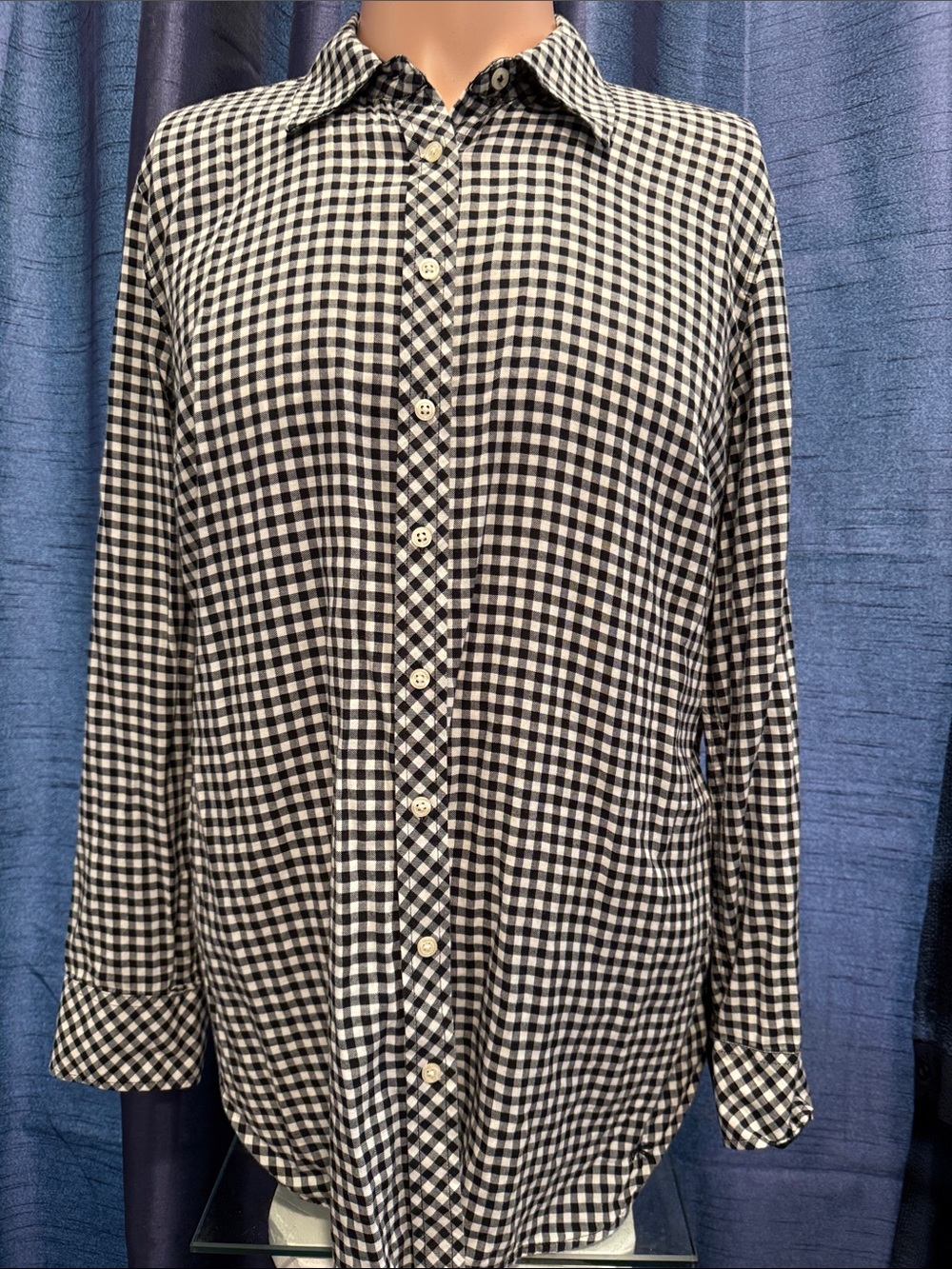 Talbots Black & White Gingham Button-Down Shirt